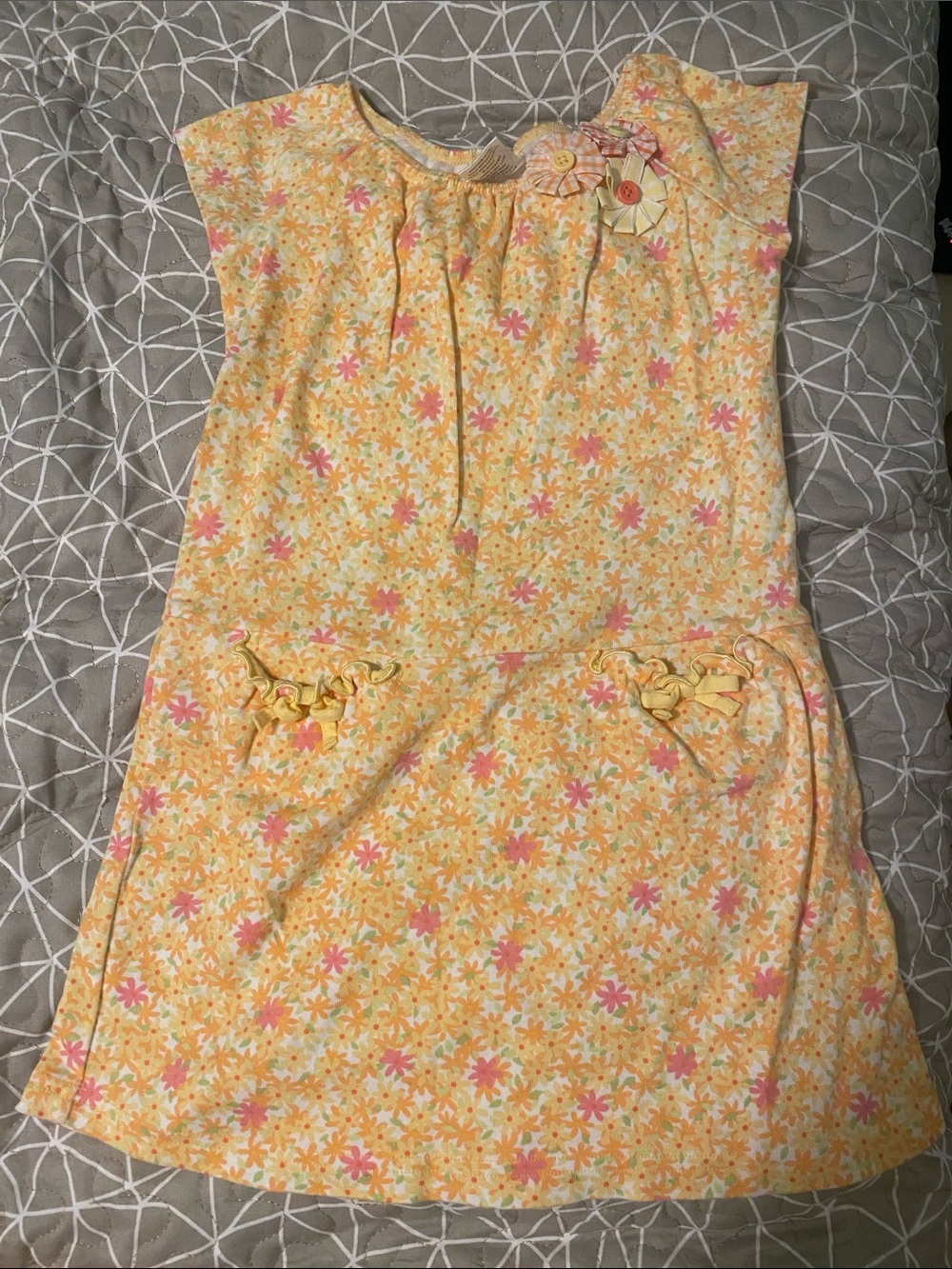 Gymboree Yellow Floral Dress with Pink Accents